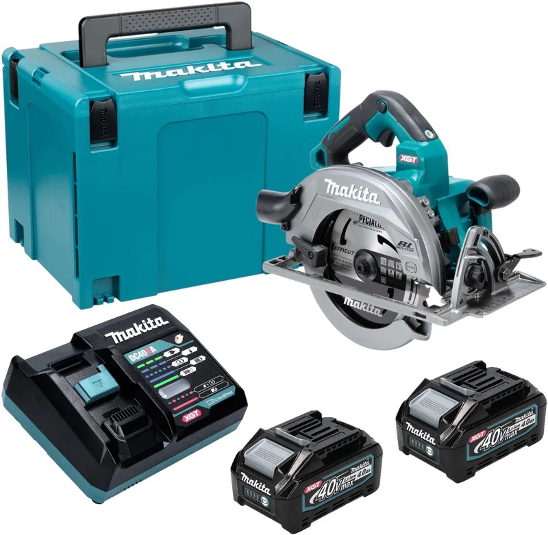 HS 003 GM201 accu-handcirkelzaag 40 V max. 190 mm borstelloos + 2x accu 4,0 Ah + oplader + Makpac van Makita – productafbeelding