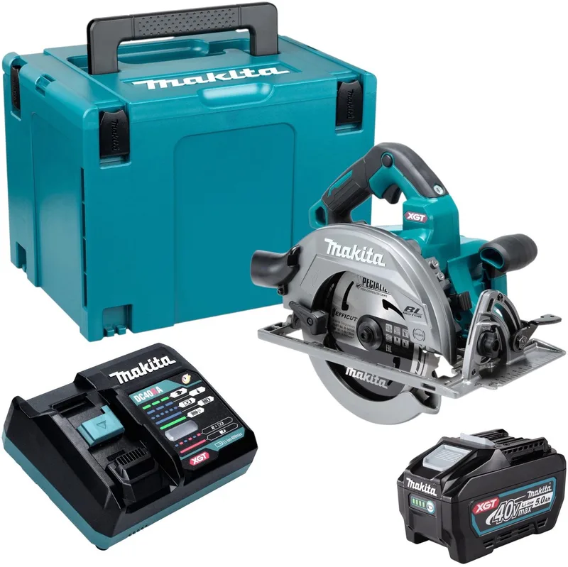 HS 003 GT101 accu-handcirkelzaag 40 V max. 190 mm borstelloos + 1x accu 5,0 Ah + oplader + Makpac de Makita – image du produit