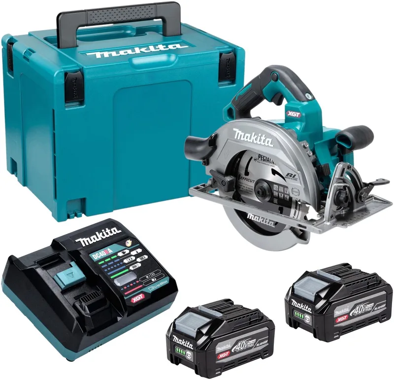 HS 003 GU201 accu-handcirkelzaag 40 V max. 190 mm borstelloos + 2x accu 4,0 Ah + oplader + Makpac de Makita – image du produit