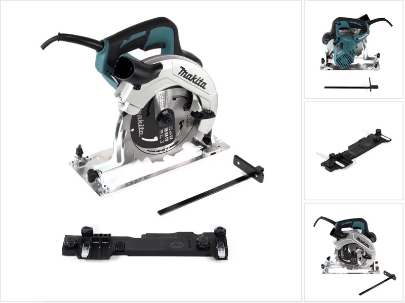 HS 7611 Handcirkelzaag 1600W 190 mm + hardmetalen zaagblad + adapter voor geleiderail C de Makita – image du produit