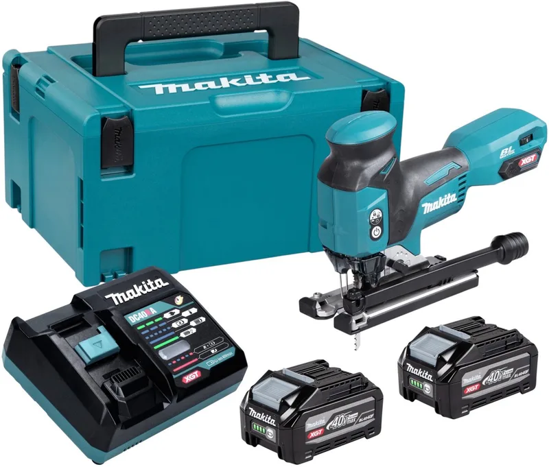 JV 001 GU201 accu-decoupeerzaag 40 V max. 135 mm borstelloos + 2x accu 4,0 Ah + oplader + Makpac van Makita – productafbeelding