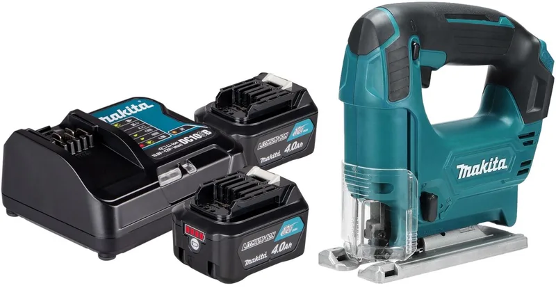 JV 101 DSM accu-decoupeerzaag 12 V max. 65 mm + 2x accu 4,0 Ah + oplader fra Makita – produktbillede