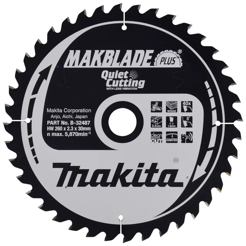 MAKBLADE B-32487 Hartmetall Kreissägeblatt 260 x 30 x 1.8 mm Zähneanzahl: 40 1 St. von Makita – Produktbild