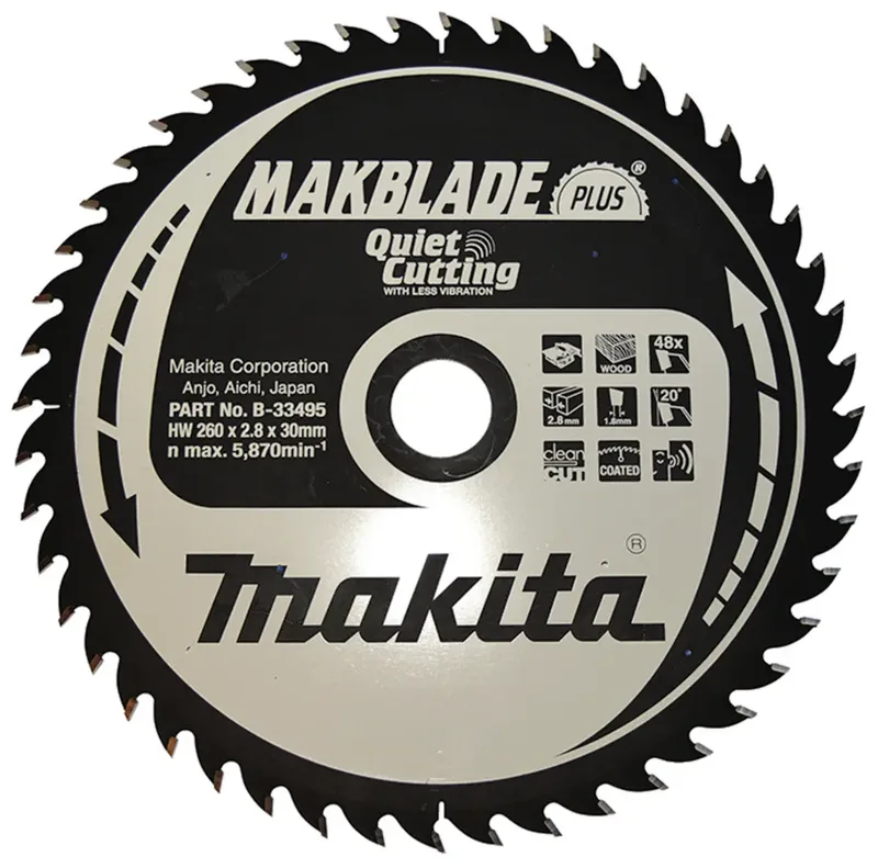 MAKBLADE+ B-33495 Hartmetall Kreissägeblatt 260 x 30 x 1 mm Zähneanzahl: 48 1 St. fra Makita – produktbillede