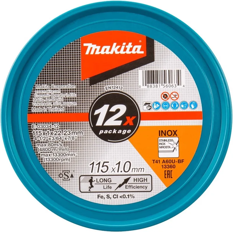 Trennscheibe Edelstahl 115 Millimeter 12 Stück von Makita – Produktbild