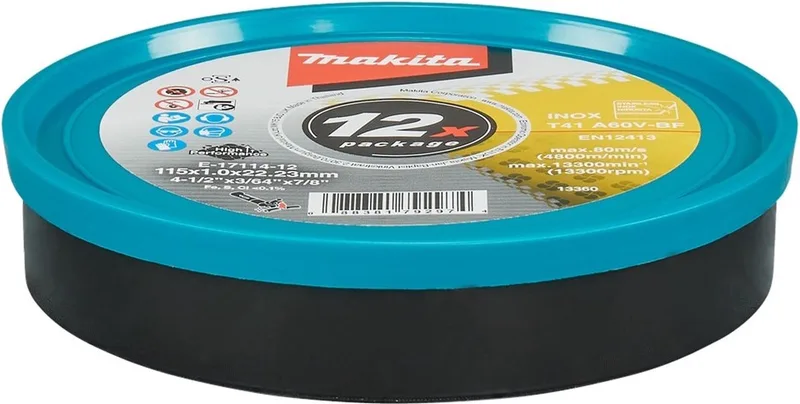 Makita 115 x 22,23 x 1,0 mm Doorslijpschijf RVS A60V | 12 stuks - E-17114-12 van Makita – productafbeelding