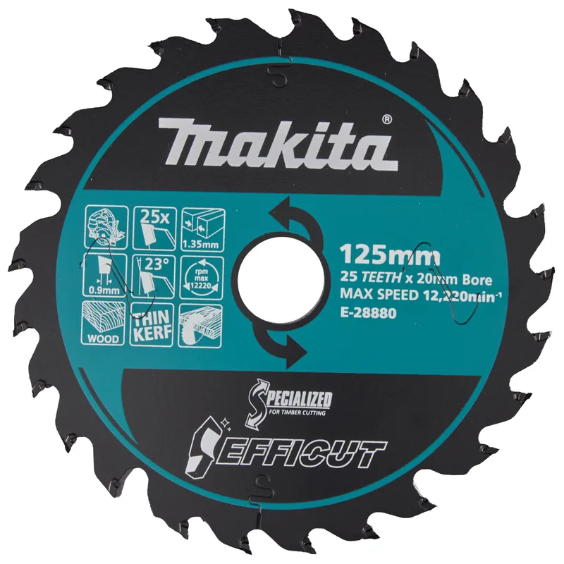 Makita 125 x 20 mm 25-tands Cirkelzaagblad hout | Efficut - E-28880 von Makita – Produktbild