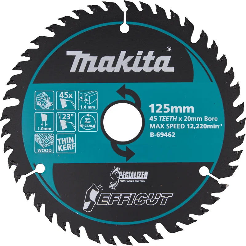 Makita 125 x 20 mm 45-tands Cirkelzaagblad hout | Efficut - B-69462 de Makita – image du produit