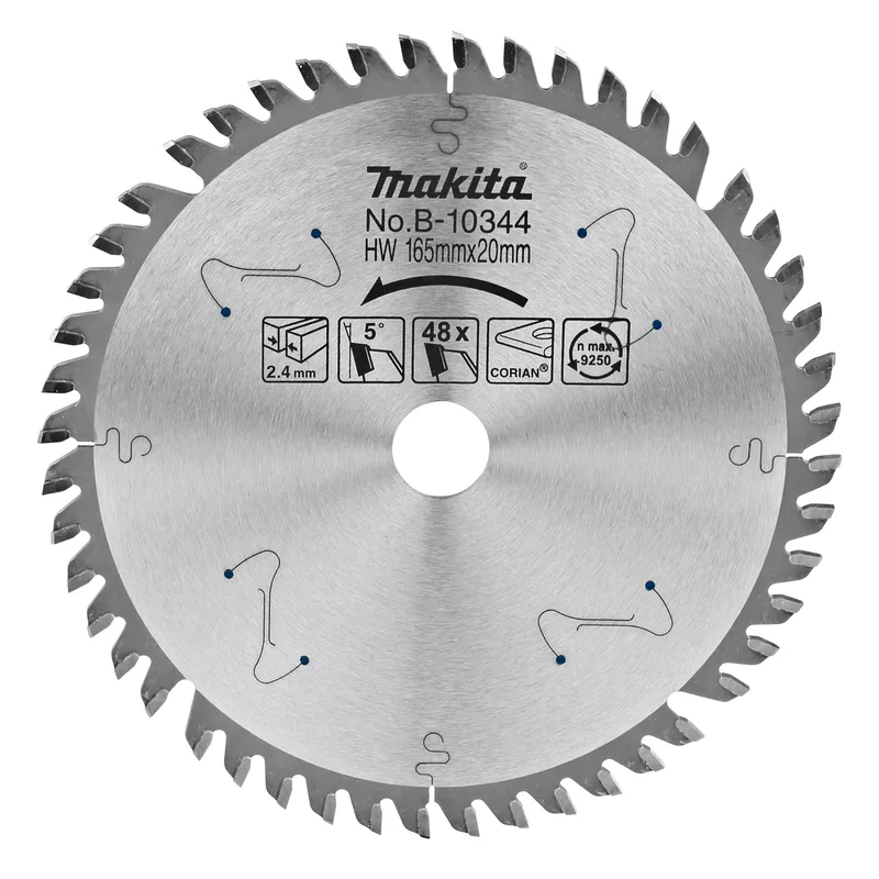 Makita 165 x 20 mm 48-tands Invalcirkelzaagblad Corian® - B-10344 de Makita – image du produit