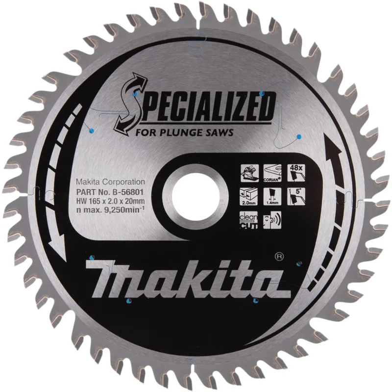 Makita 165 x 20 mm 48-tands Invalcirkelzaagblad Corian® | Specialized - B-56742 by Makita – product image