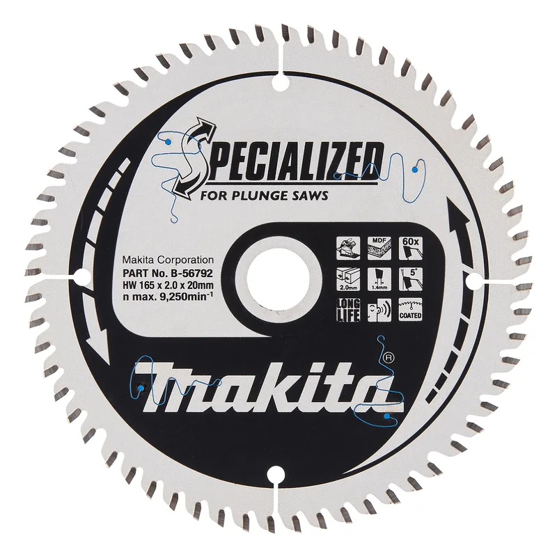 Makita 165 x 20 mm 60-tands Invalcirkelzaagblad gemelamineerd | Specialized - B-56792 von Makita – Produktbild