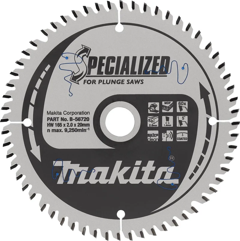 Makita 165 x 20 mm 60-tands Invalcirkelzaagblad gemelamineerd | Specialized - B-56786 de Makita – image du produit
