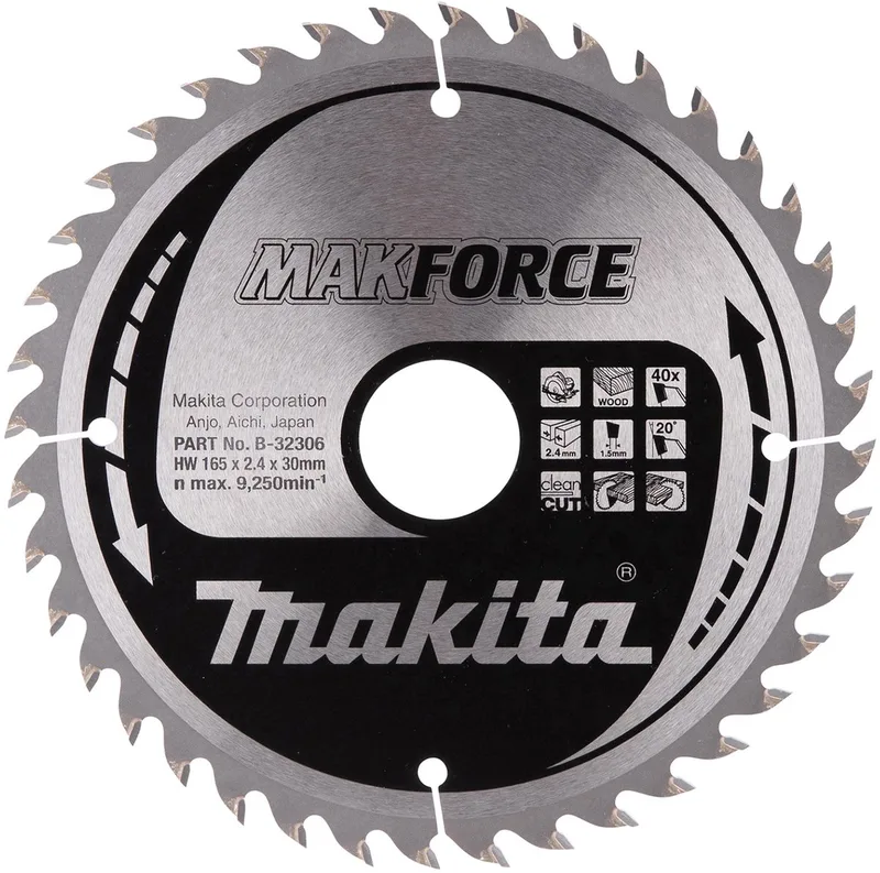 Makita 165 x 30 mm 40-tands Cirkelzaagblad Hout | Makforce - B-32306 de Makita – image du produit