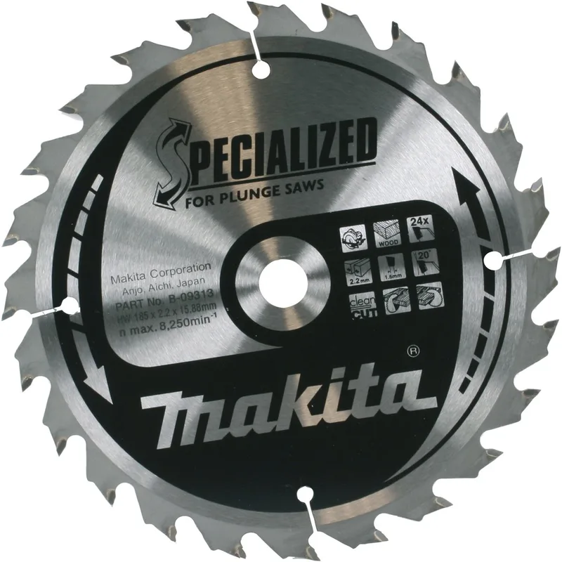Makita 185 x 15,88 mm 24-tands Cirkelzaagblad Hout (noest/spijker) | Embedded Tip - B-09313 de Makita – image du produit