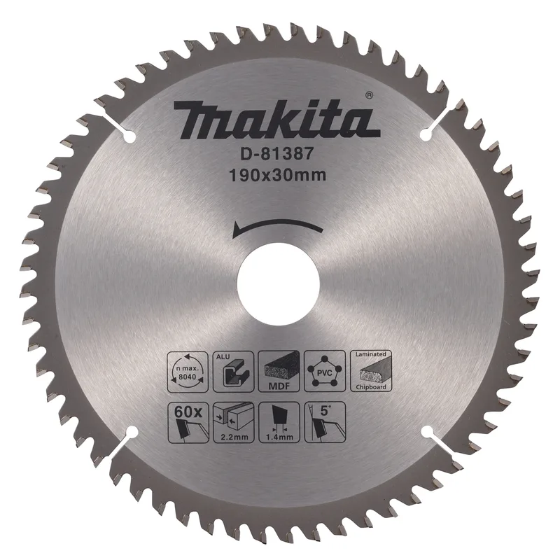 Makita 190 x 30 mm 60-tands Cirkelzaagblad diverse materialen - D-81387 by Makita – product image