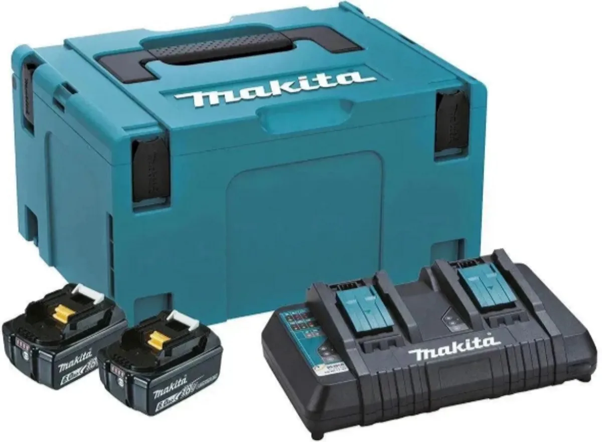 Makita 198077-8 Accu Starterset 18V LXT – 2x 6.0Ah BL1860B Accu – DC18RD Dubbele Snellader – Inclusief MAKPAC Koffer – Li-ion van Makita – productafbeelding