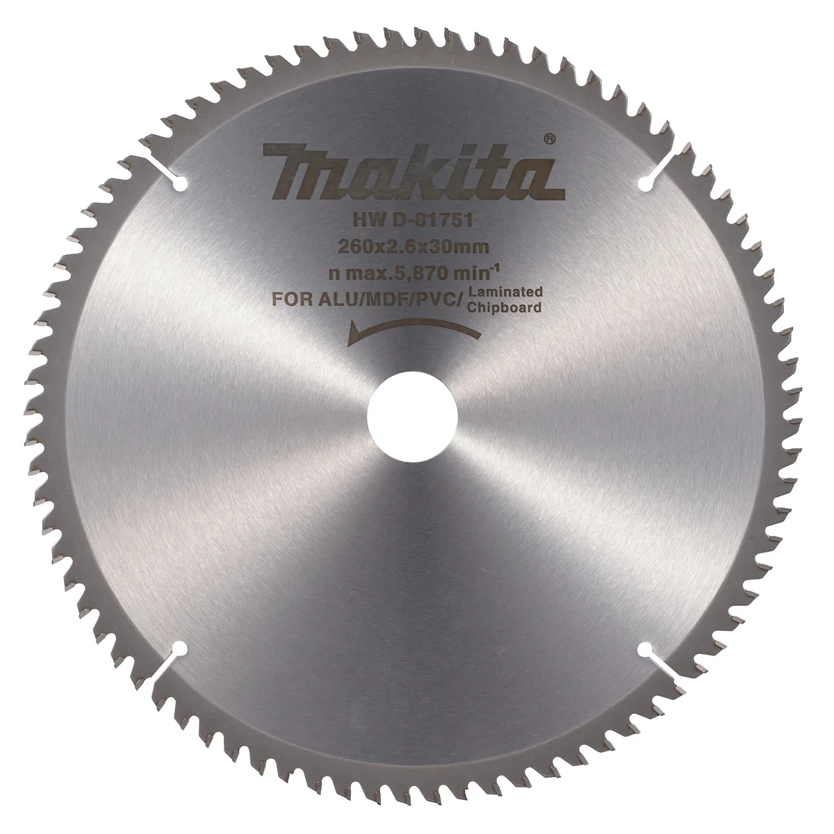 Makita 260 x 30 mm 80-tands Afkortzaagblad diverse materialen - D-81751 by Makita – product image