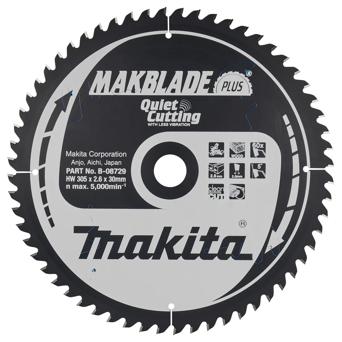 Makita 305 x 30 mm 60-tands Afkortzaagblad Hout | Makblade-Plus - B-08729 de Makita – image du produit