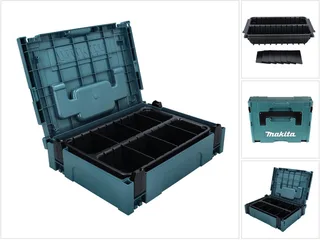 Werkzeugkoffer Makpac 1 + Varioeinsatz mit 2 Fächern (P-83680) für Handwerkzeug von Makita, Türkis – Produktbild 1 von 3