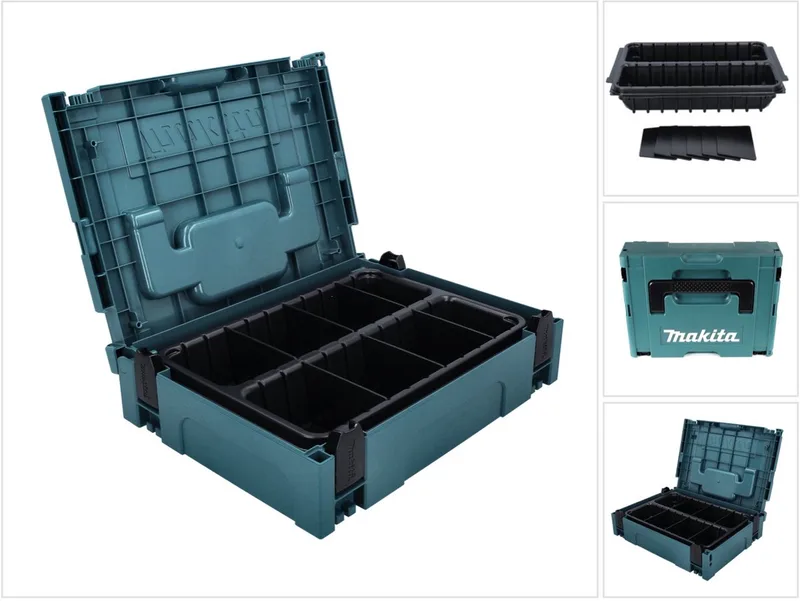Werkzeugkoffer Makpac 1 + Varioeinsatz mit 2 Fächern (P-83680) für Handwerkzeug von Makita, Türkis – Produktbild 1 von 3
