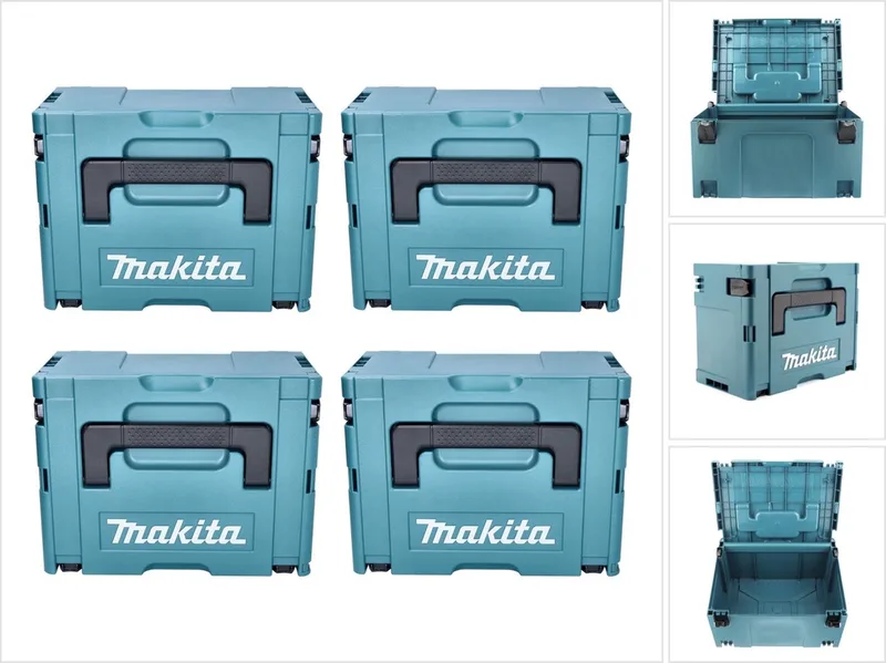 MAKPAC maat 3 kunststof koffer 395 x 295 x 215 mm 4 stuks ( 4x 821551-8 ) de Makita, Turquoise – image du produit