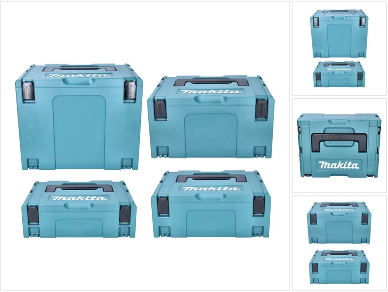 Makpac set maat 1 + 2 + 3 + 4 transportkist en gereedschapskist de Makita, Turquoise – image du produit