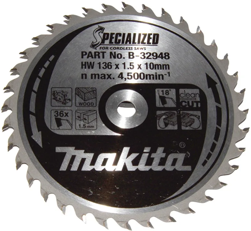 B-32948 SPECIALIZED B-32948 Lame de scie circulaire 136 x 10 x 1.5 mm Nombre de dents: 36 1 pc(s) de Makita – image du produit