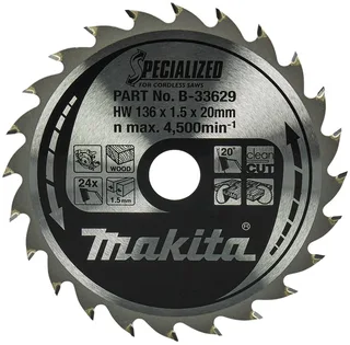 Ø 136mm Asgat 20mm 24T Cirkelzaagblad voor Hout | Specialized - B-33629 van Makita – productafbeelding 1 van 2