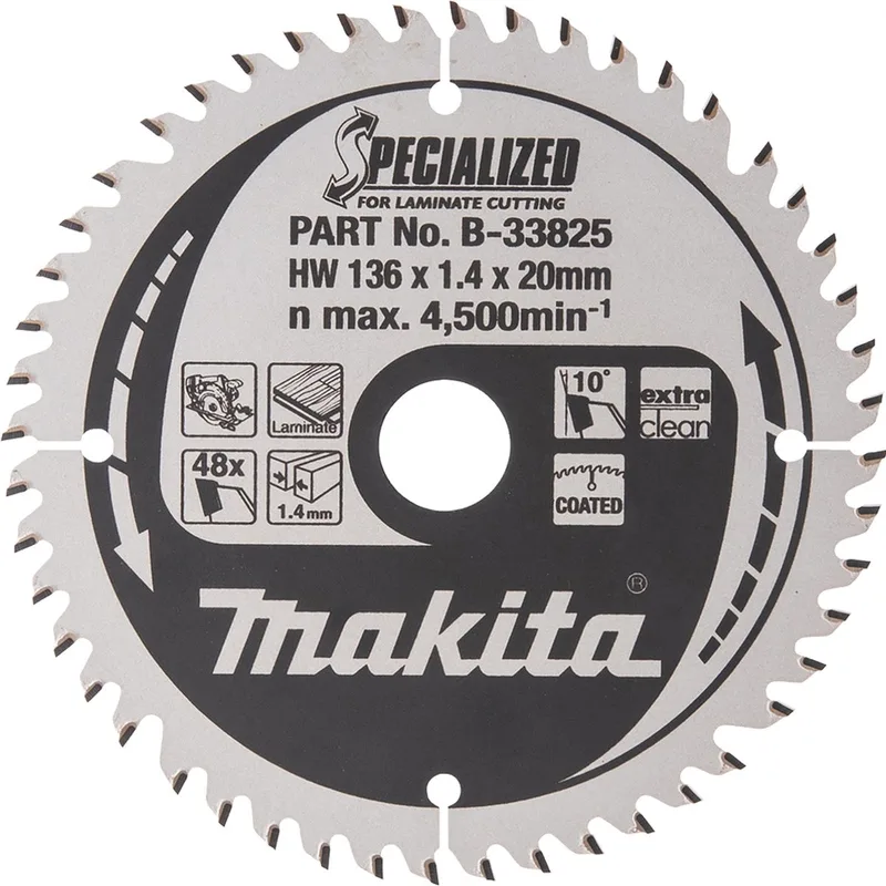 B-33825 SPECIALIZED B-33825 Lame de scie circulaire 136 x 20 x 1 mm Nombre de dents: 48 1 pc(s) de Makita – image du produit