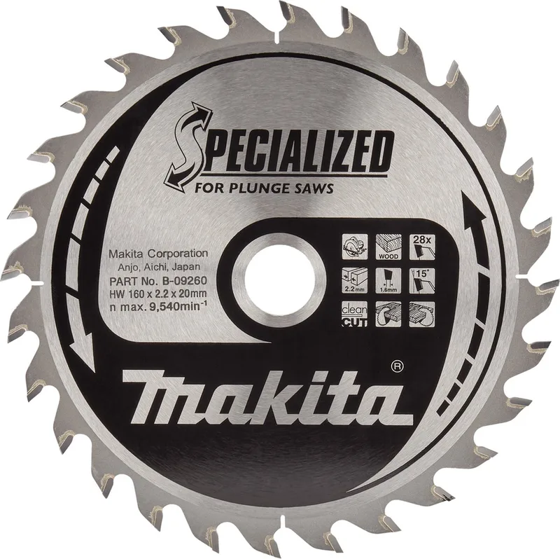 Ø 160mm Asgat 20mm 28T Invalcirkelzaagblad voor Hout | Specialized - B-09260 de Makita – image du produit