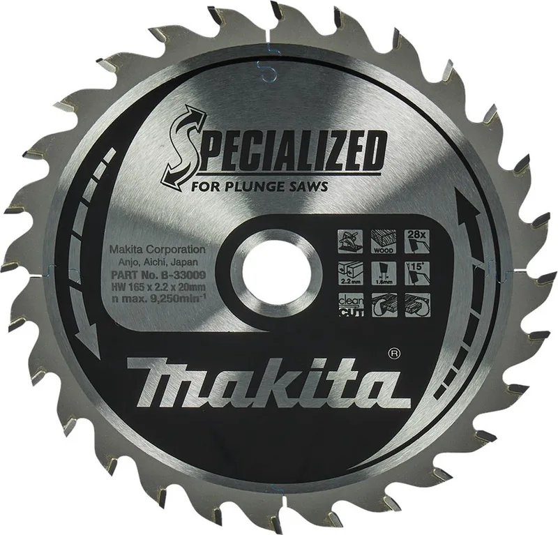 Ø 165mm Asgat 20mm 28T Invalcirkelzaagblad voor Hout | Specialized - B-33009 van Makita – productafbeelding