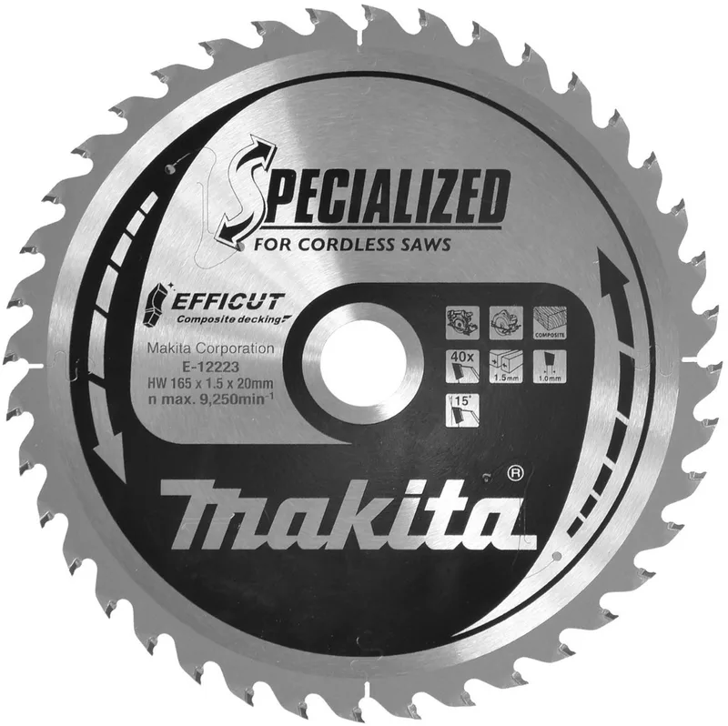 Ø 165mm Asgat 20mm 40T Cirkelzaagblad voor WPC | Efficut - E-12223 von Makita – Produktbild