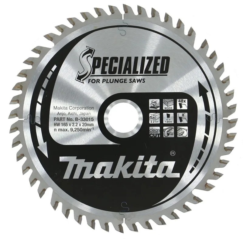 Ø 165mm Asgat 20mm 48T Invalcirkelzaagblad voor hout | Specialized: Invalcirkelzaag - B-33015 by Makita – product image