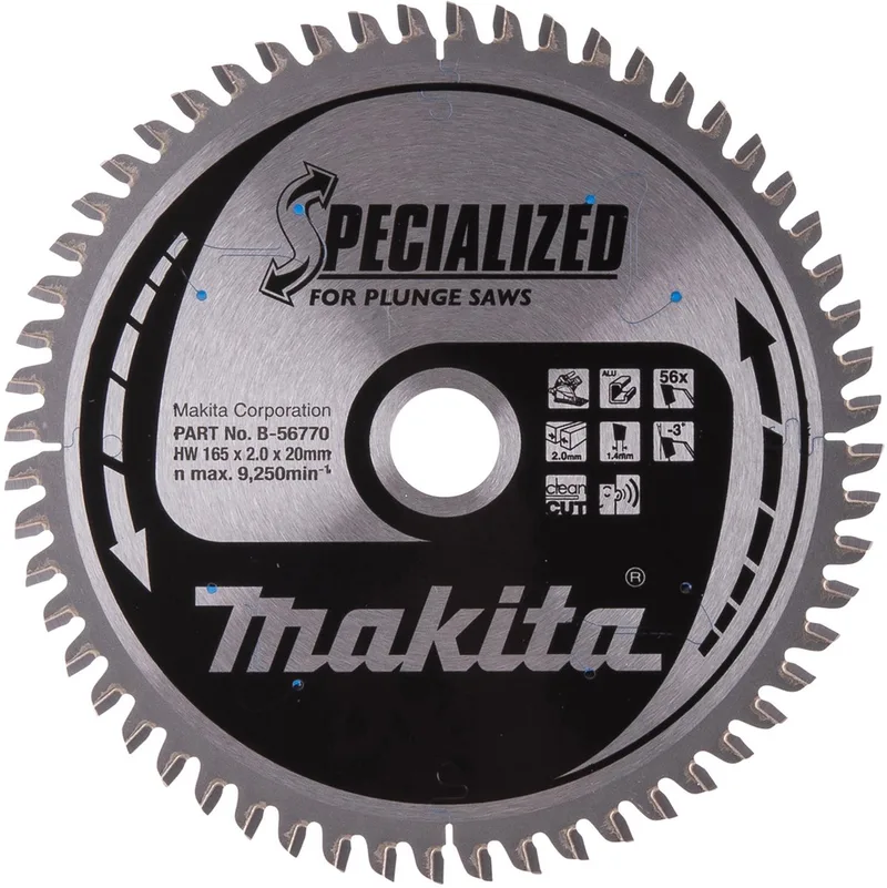 B-56770 SPECIALIZED B-56770 Lame de scie circulaire 165 x 20 mm Nombre de dents: 56 1 pc(s) de Makita – image du produit
