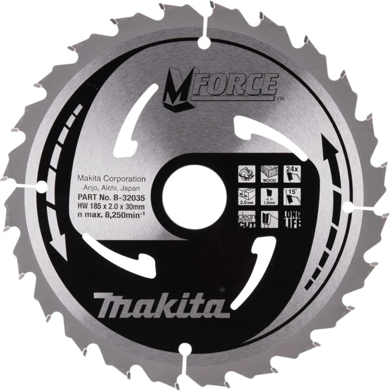 Ø 185mm Asgat 30mm 24T Cirkelzaagblad voor Hout | Mforce - B-32035 de Makita – image du produit