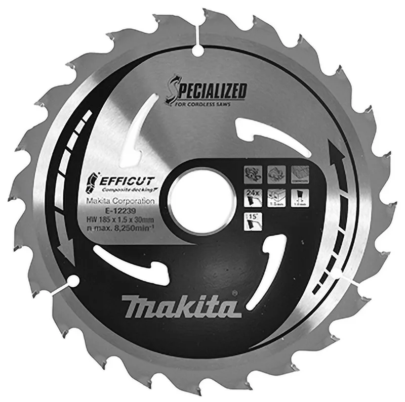 Ø 185mm Asgat 30mm 24T Cirkelzaagblad voor WPC | Efficut - E-12164 de Makita – image du produit
