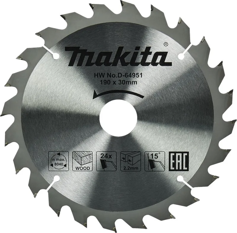 Ø 190mm Asgat 30mm 24T Cirkelzaagblad voor Hout | Standaard - D-64951 de Makita – image du produit