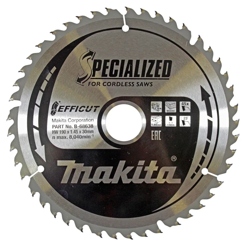 Ø 190mm Asgat 30mm 45T Cirkelzaagblad voor Hout | Specialized - B-68638 de Makita – image du produit