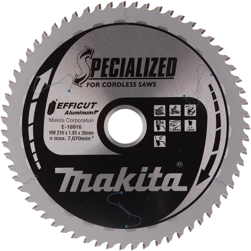 Ø 216mm Asgat 30mm 63T Cirkelzaagblad voor Aluminium | Specialized - E-16916 de Makita – image du produit
