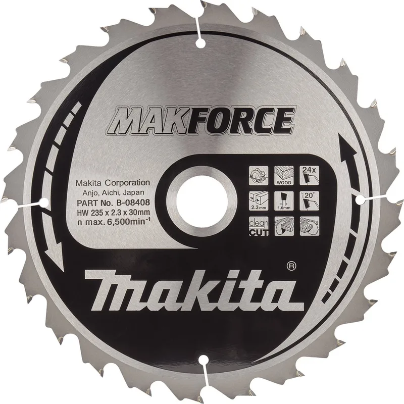 Ø 235mm Asgat 30mm 24T Cirkelzaagblad voor Hout | Makforce - B-08408 de Makita – image du produit