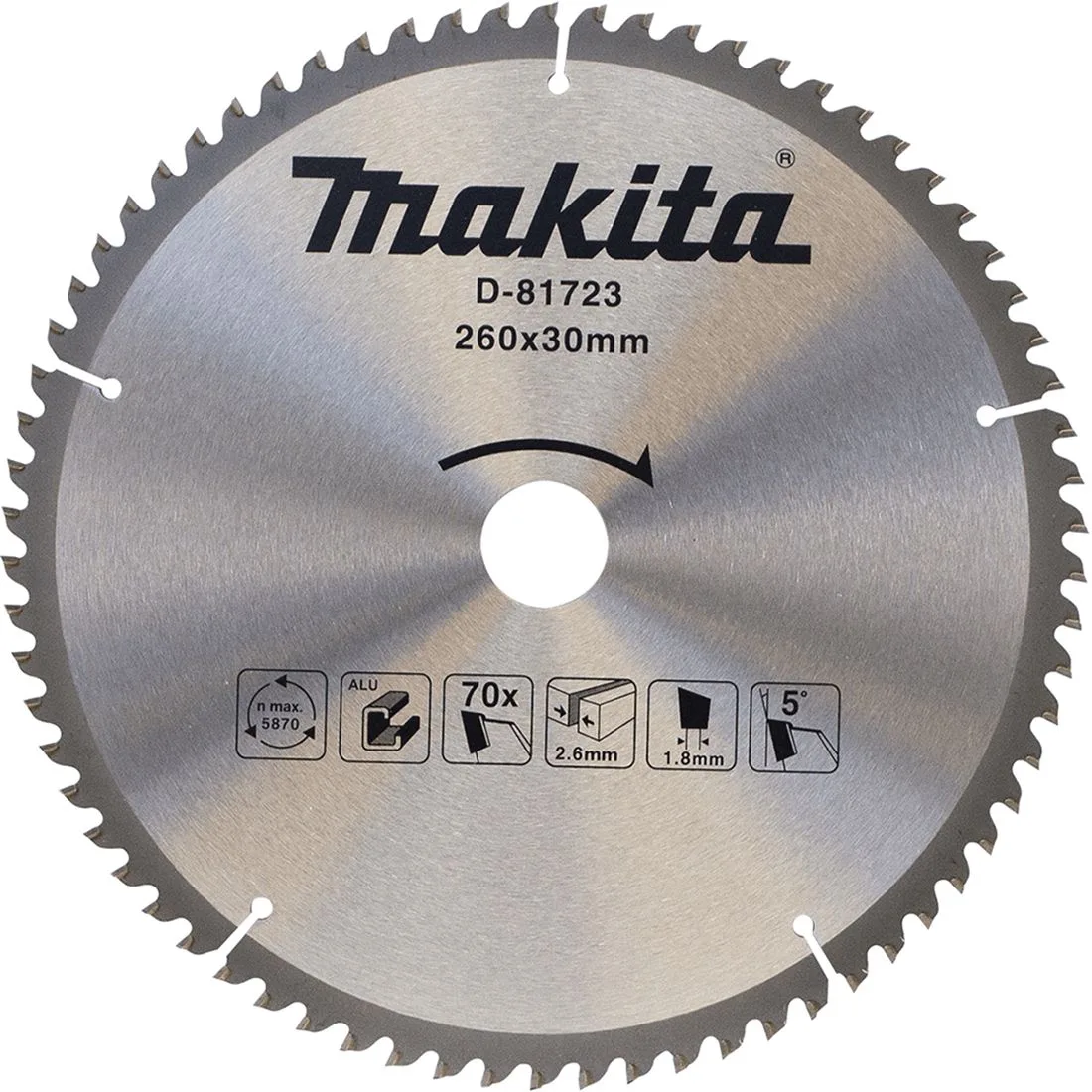 Ø 260 x 2,8 x 30mm 70T Afkortzaagblad Standaard Aluminium - D-81723 von Makita – Produktbild