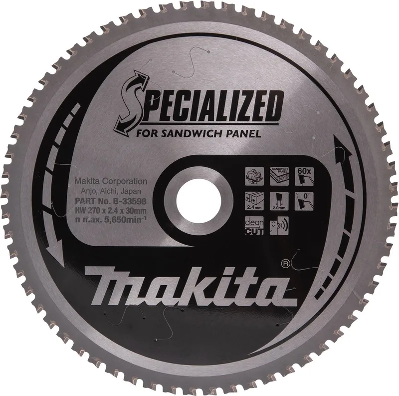 B-33598 SPECIALIZED B-33598 Lame de scie circulaire 270 x 30 x 2.4 mm Nombre de dents: 60 1 pc(s) de Makita – image du produit
