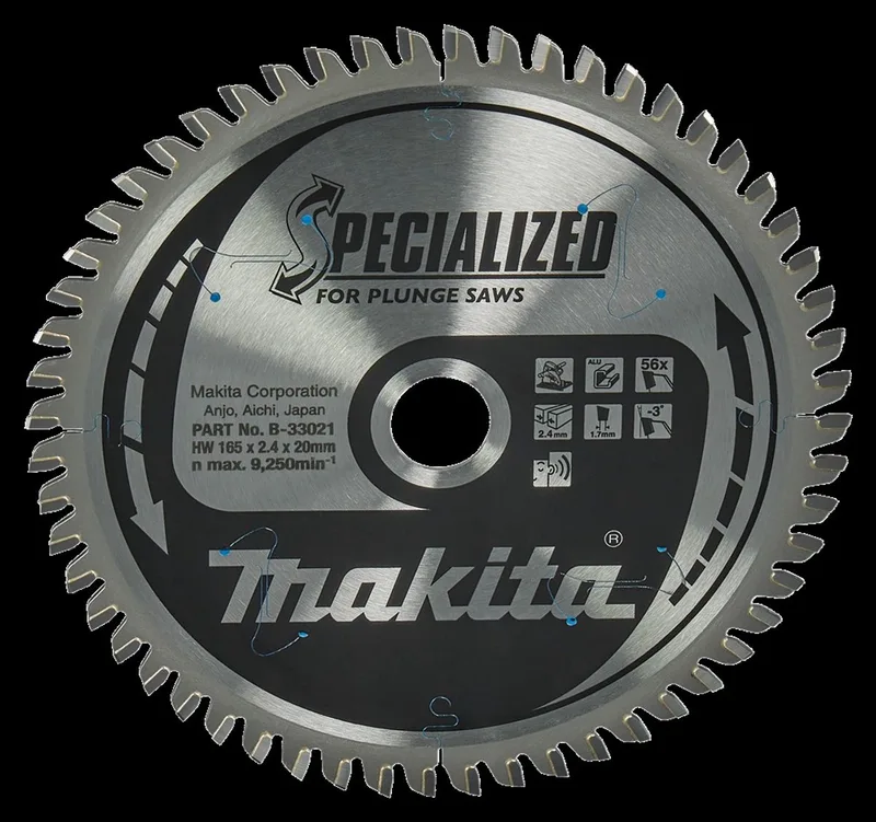 Ø165mm Asgat 20mm 56T Invalcirkelzaagblad voor Aluminium | Specialized - B-33021 de Makita – image du produit