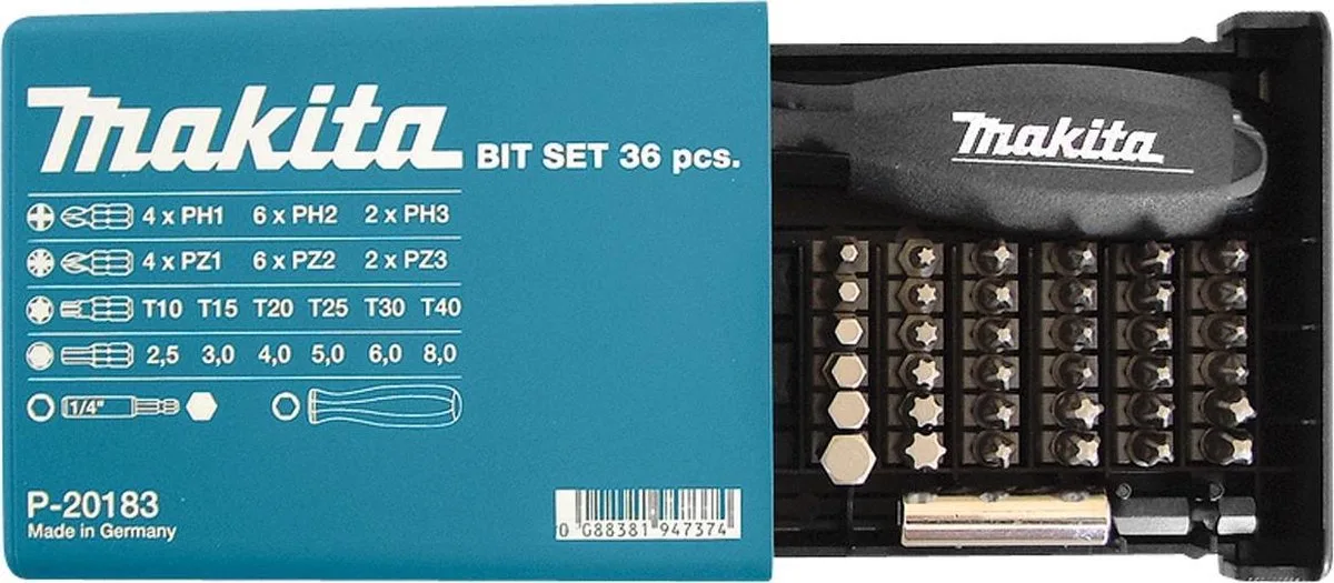 P-20183 Schroefbitset 38-dlg van Makita – productafbeelding