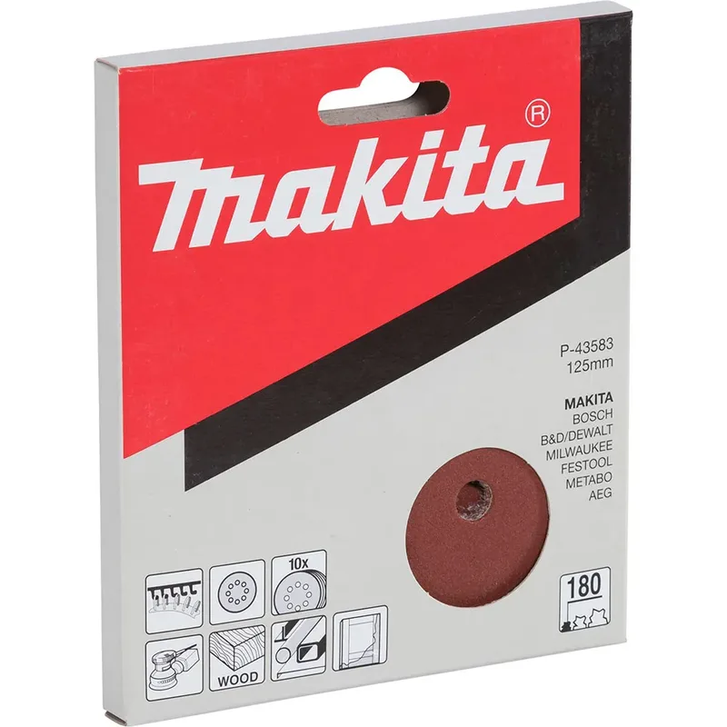 P-43583 Schuurschijf red v. 125mm. K180 VE=10 van Makita – productafbeelding 2 van 2