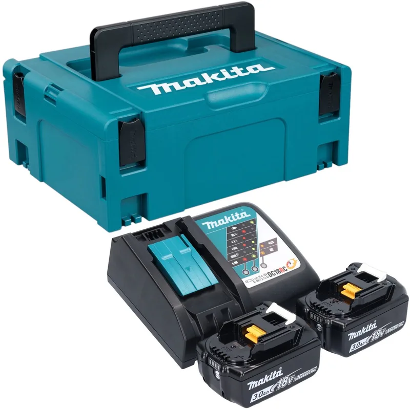 Power Source Kit 18 V met 2x BL 1830 B-accu 3,0 Ah + DC 18 RC-lader + Makpac by Makita – product image