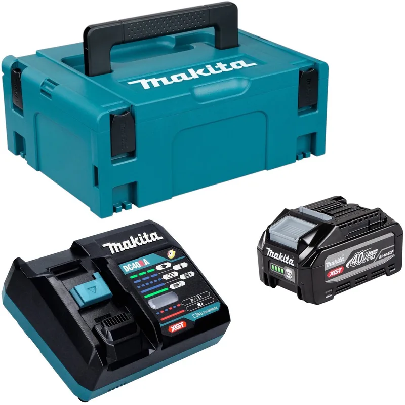 Power Source Kit 1x BL 4040 F accu 40 V max. 4,0 Ah XGT ( 1910N6-8 ) + DC 40 RA-lader ( 191E07-8 ) + Makpac de Makita – image du produit