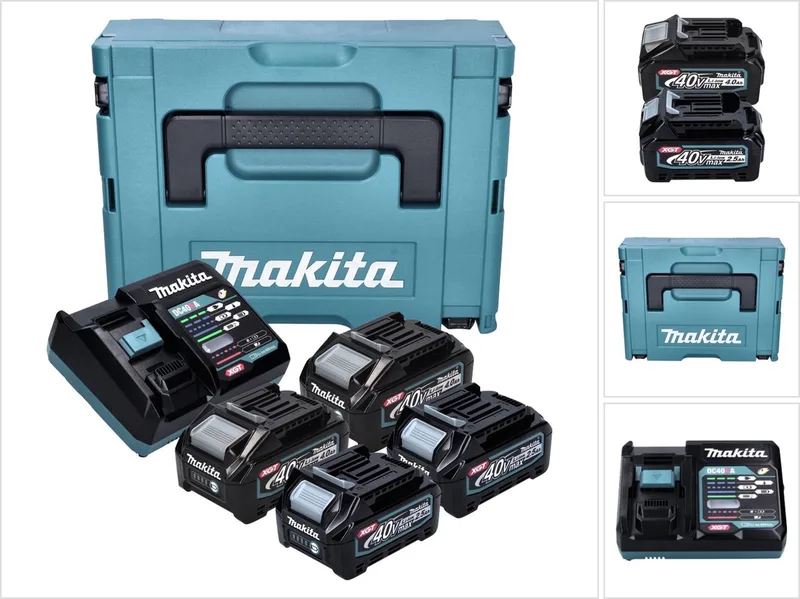 Power Source Kit 2x BL 4025 accu 40 V max. 2,5 Ah XGT + 2x BL 4040 accu 40 V max. 4,0 Ah XGT + DC 40 RA lader + Makpac de Makita – image du produit