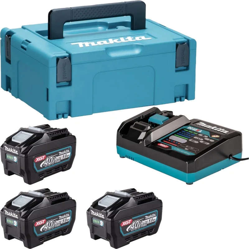 Power Source Kit 3x BL 4050 F accu 40 V max. 5.0 Ah XGT + DC 40 RA lader + Makpac de Makita – image du produit