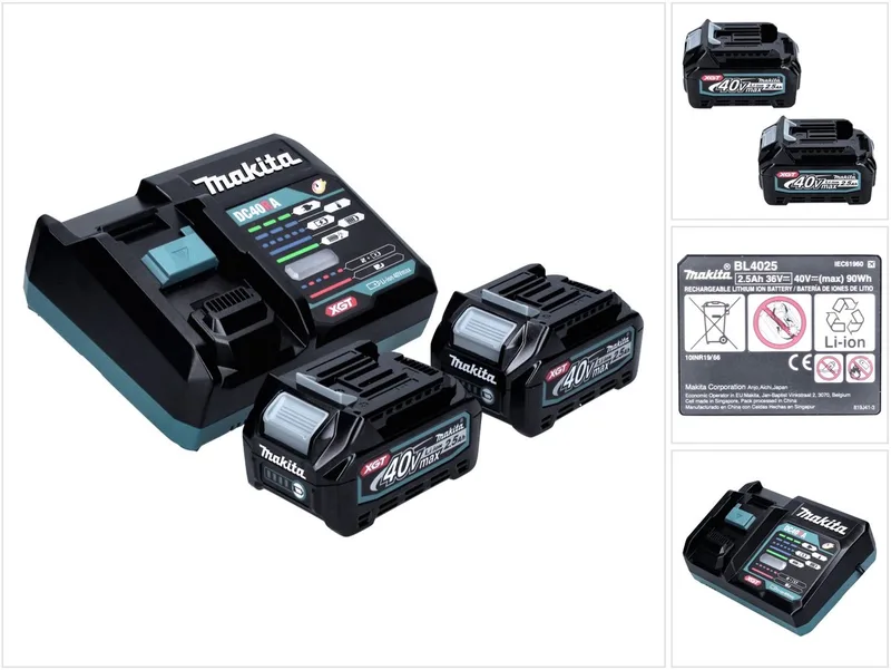 Power Source Kit 40 V max. met 2x BL 4025 accu 2,5 Ah XGT ( 2x 191B36-3 ) + DC 40 RA snellader XGT LXT ( 191E07-8 ) de Makita – image du produit